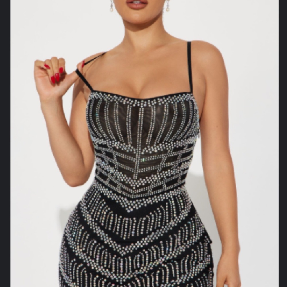 Grace Embellished Mini Dress - Black, Fashion Nova